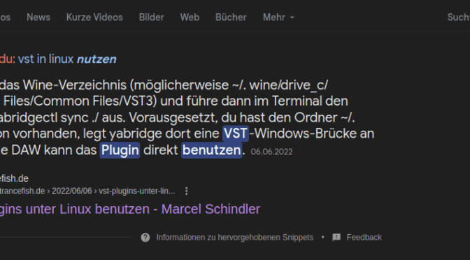 Quellenangabe von KI zum Thema VST in Linux benutzen.